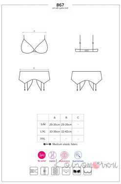 Эротический комплект белья (лиф, стринги, пояс) Obsessive 867-SEG-1  Эротический комплект белья (лиф, стринги, пояс) Obsessive 867-SEG-1