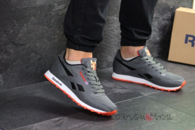 Кроссовки Мужские Reebok Classic (Серые с Черным) Реплика