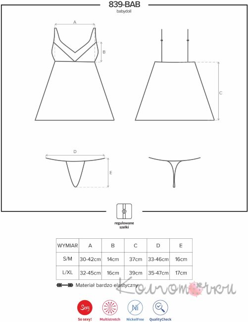 Еротична Сорочка Obsessive 839-BAB-1 Еротична Сорочка Obsessive 839-BAB-1