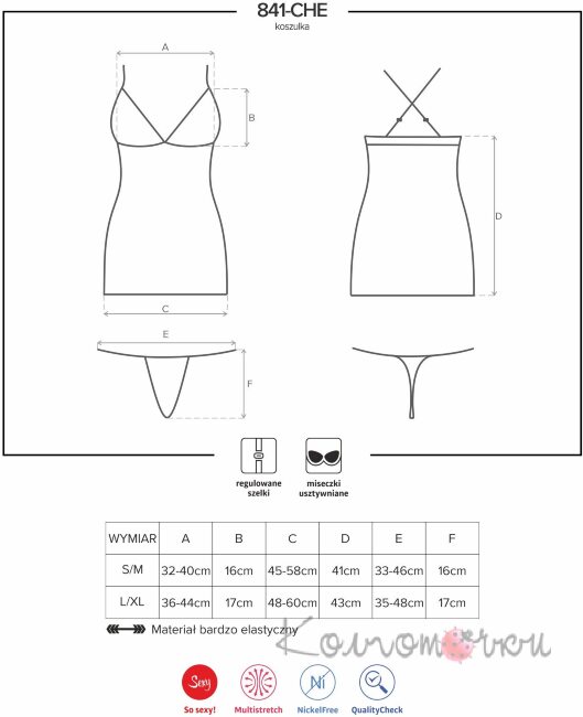 Эротическая Сорочка Obsessive 841-CHE-1