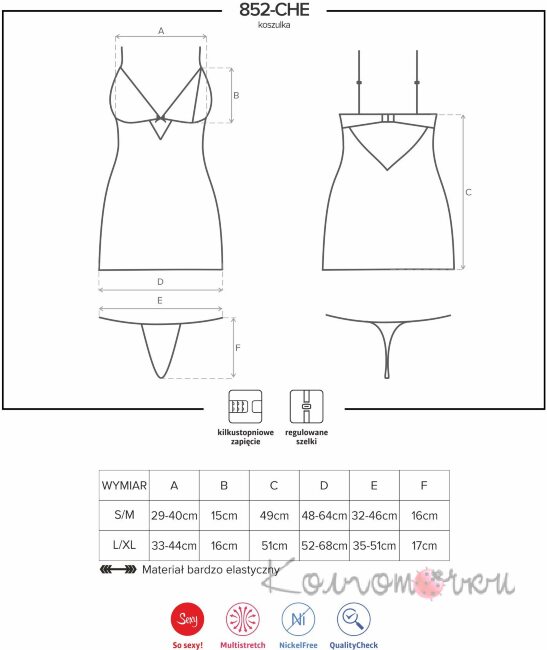 Эротическая Сорочка Obsessive 852-CHE-1