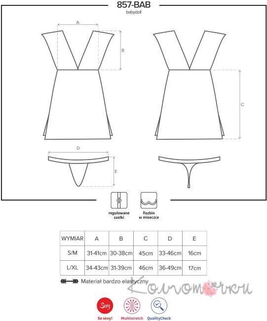 Еротична Сорочка Obsessive 857-BAB-1 Еротична Сорочка Obsessive 857-BAB-1