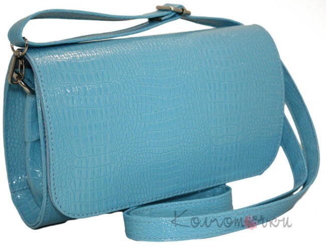 Женская сумка крокодил голубая 353