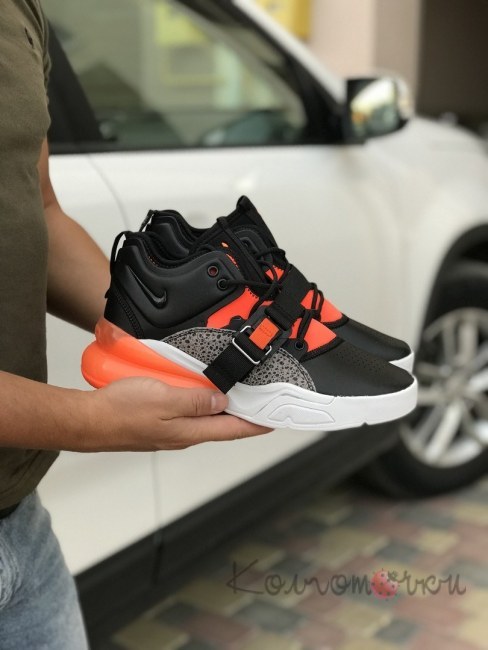 Кроссовки Мужские Nike Air Force 270 (Черные с Оранжевым) Реплика