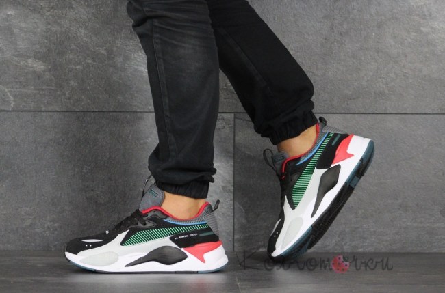 Кроссовки Мужские Puma RS-X Hard Drive (Черные с Зеленым) Реплика