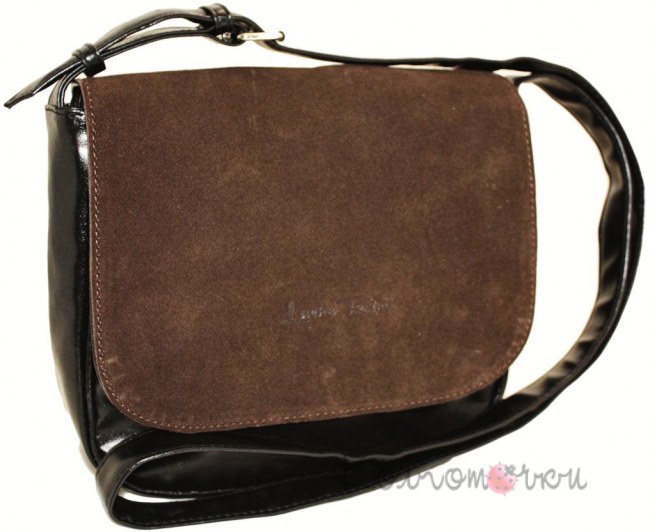 Женская сумка замшевая черно-коричневая 179