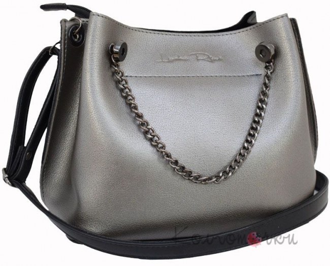 Женская сумка экокожа черная серебро 524