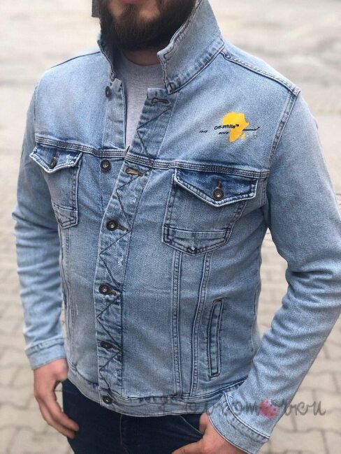 Стильна Чоловіча Джинсова Куртка OFF WHITE Стильна Чоловіча Джинсова Куртка OFF WHITE
