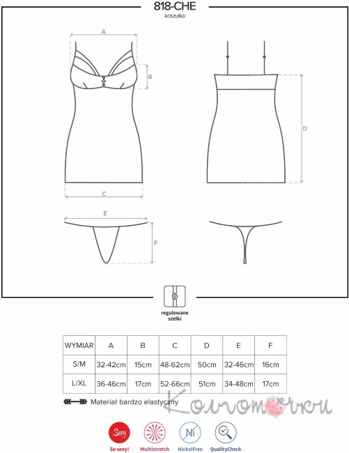 Эротическая Сорочка Obsessive 818-CHE-1